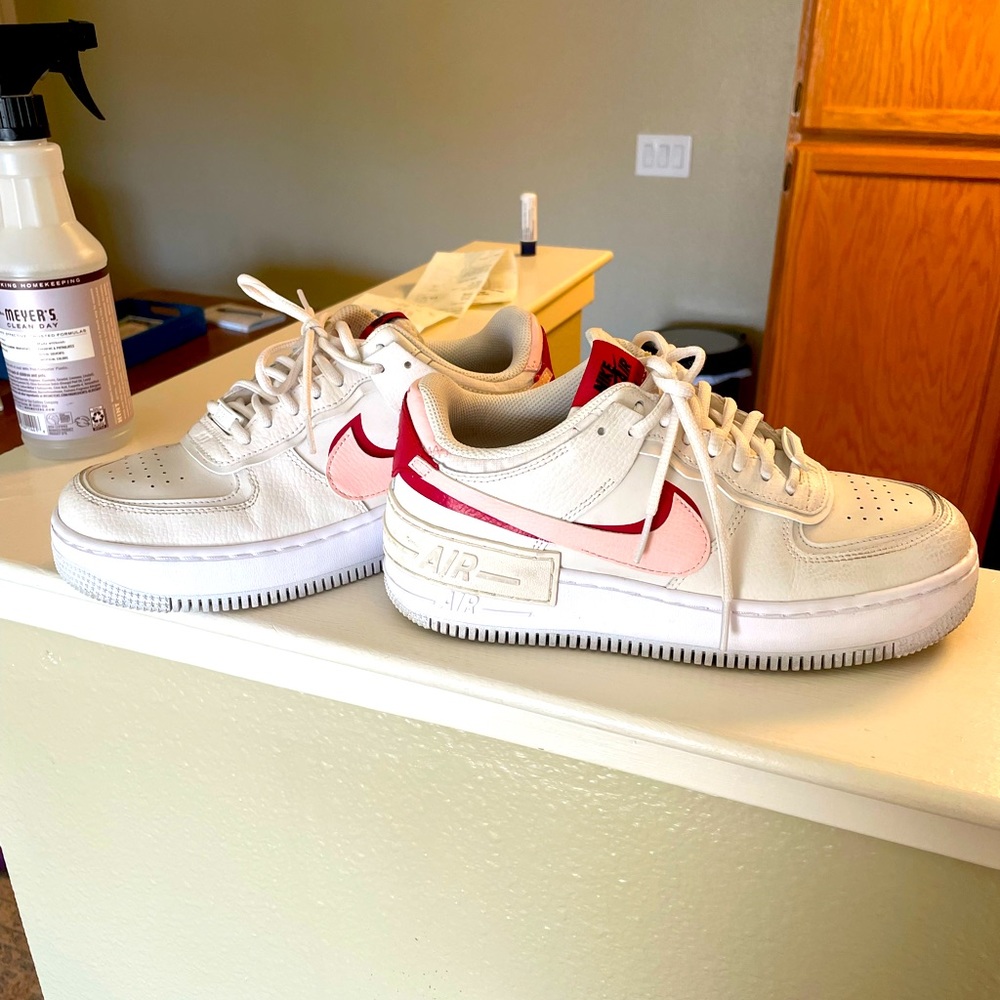 Nike pink and red Air Force 1